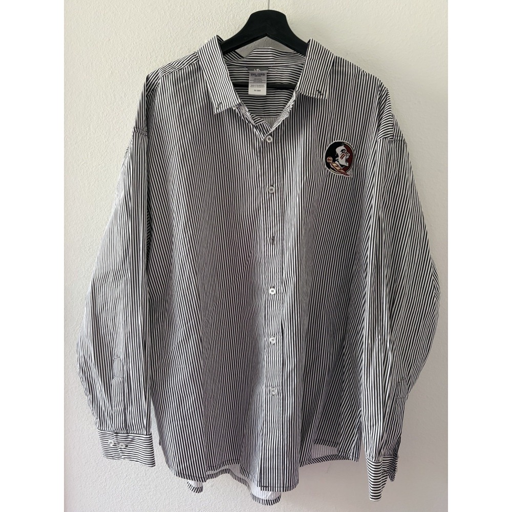 Florida State Seminoles FSU Button Down Shirt Mens 2XL Striped Long Sleeve